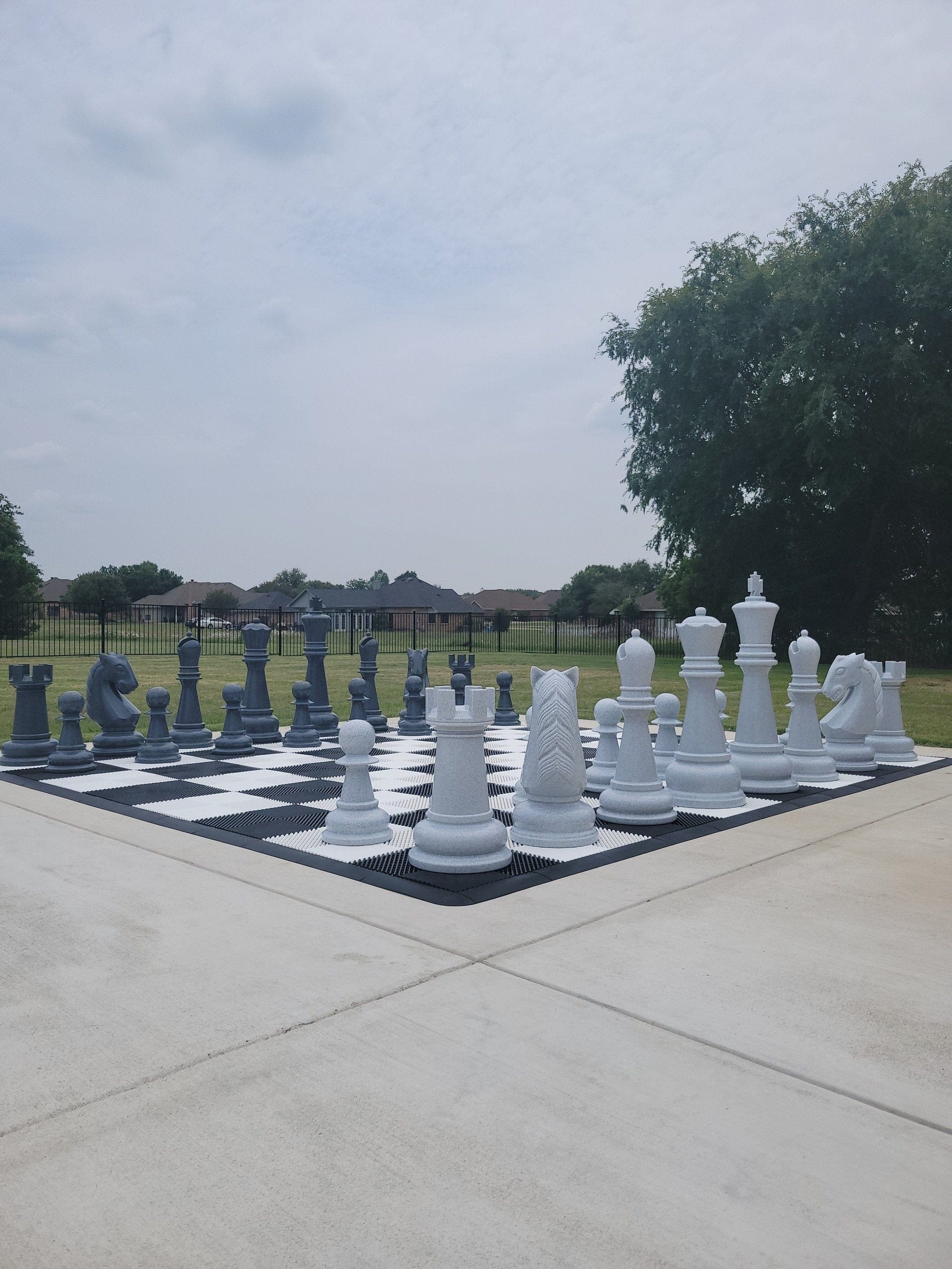 Personalized 38-Inch Perfect Chess Set - Light/Dark Gray | Giant Outdoor Chess | | GiantChessUSA