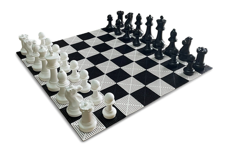MegaChess 12 Inch Plastic Giant Chess Set With Commercial Grade Roll-up Chessboard |  | GiantChessUSA