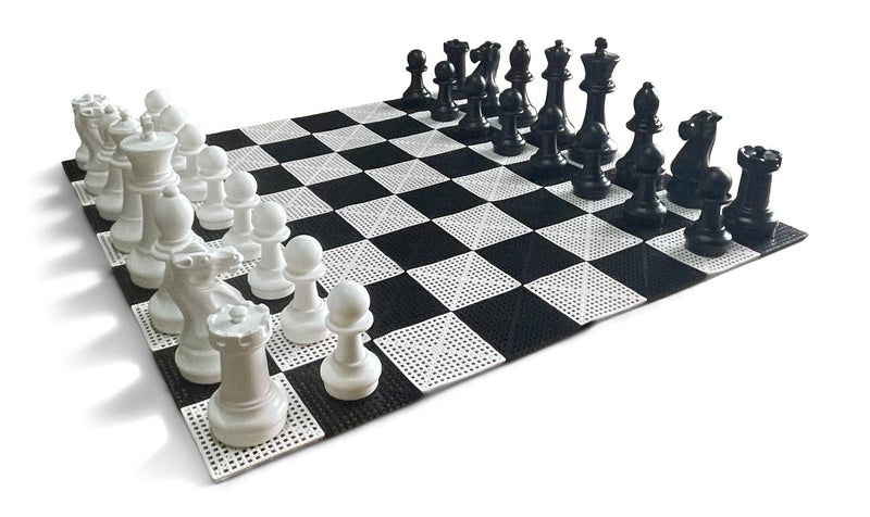 MegaChess 12 Inch Plastic Giant Chess Set With Commercial Grade Roll-up Chessboard |  | GiantChessUSA