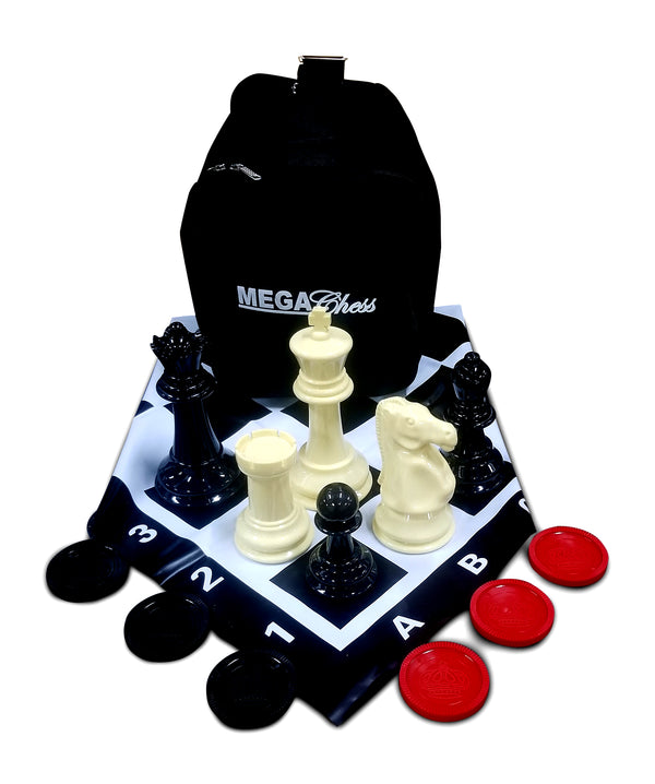 MEGACHESS Large Chess Set - 8-inch King with Large Checkers Set and Giant Vinyl Chess Mat | Default Title | GiantChessUSA