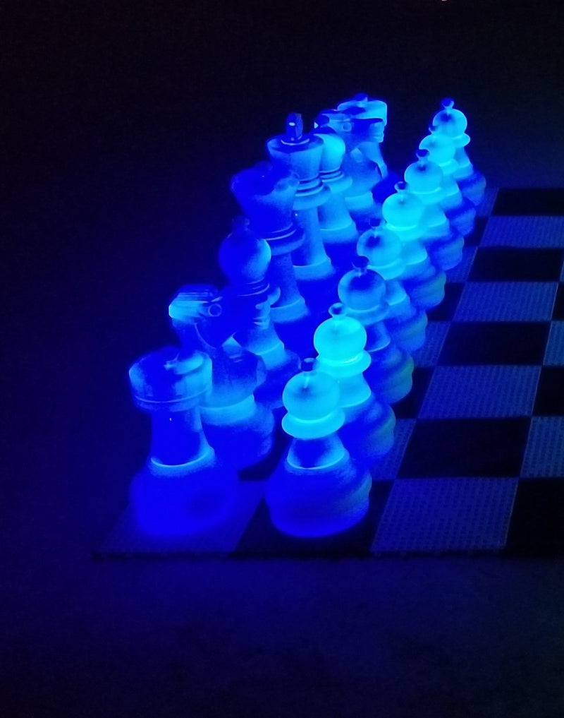 MegaChess 25 Inch Plastic Light-up LED Giant Chess Set  One Side LED and One Side Black | Blue | GiantChessUSA