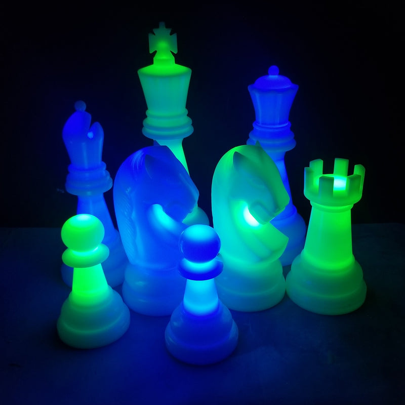 The Perfect 26 Inch Plastic Light-Up Giant Chess Set | Blue/Green | GiantChessUSA