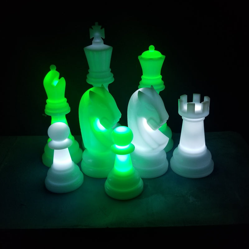 The Perfect 26 Inch Plastic Light-Up Giant Chess Set | Green/White | GiantChessUSA