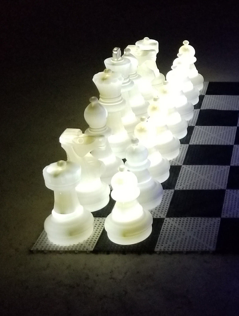 MegaChess 25 Inch Plastic Light-up LED Giant Chess Set  One Side LED and One Side Black | White | GiantChessUSA