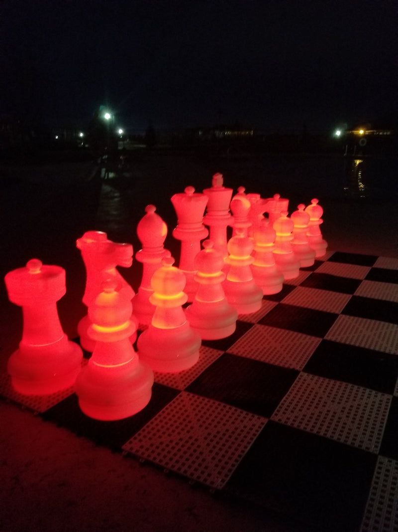 MegaChess 25 Inch Plastic Light-up LED Giant Chess Set  One Side LED and One Side Black | Red | GiantChessUSA