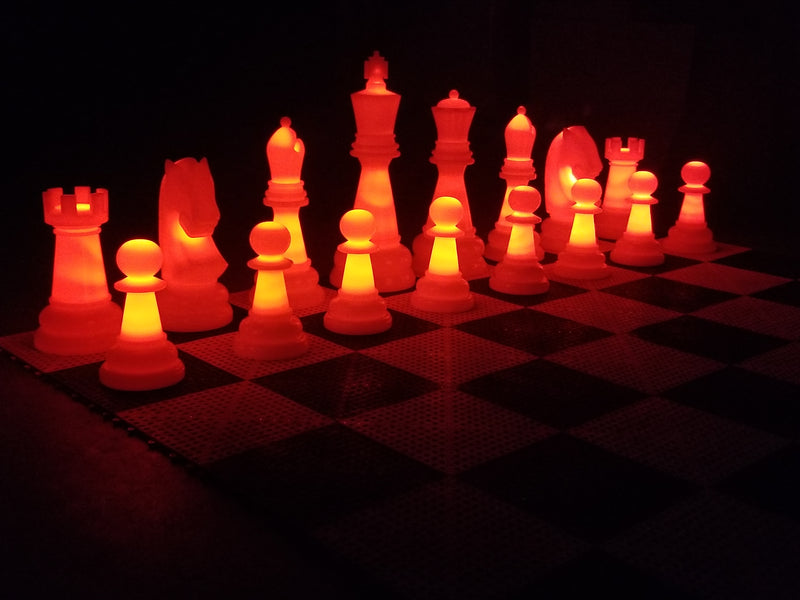 MegaChess 38 Inch Perfect Light-up LED Giant Chess Set  One Side LED and One Side Black | Red | GiantChessUSA