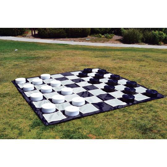 Mega Checker Plastic Set 10" Diameter with Quick Fold Nylon Chess Board |  | GiantChessUSA