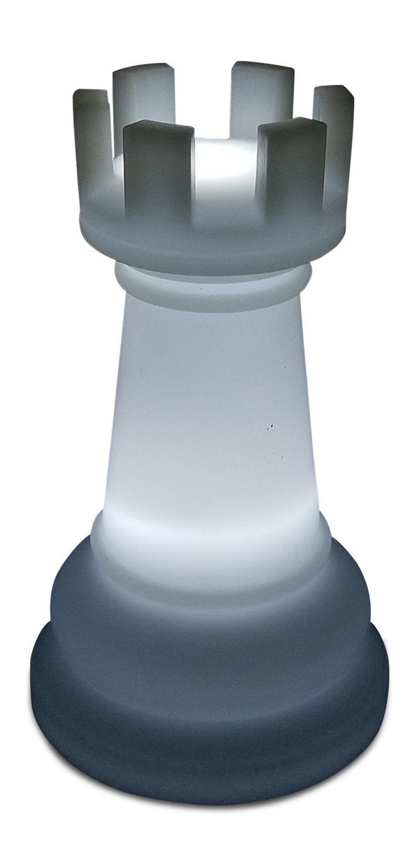 MegaChess 14 Inch Premium Plastic Rook Light-Up Giant Chess Piece - White |  | GiantChessUSA